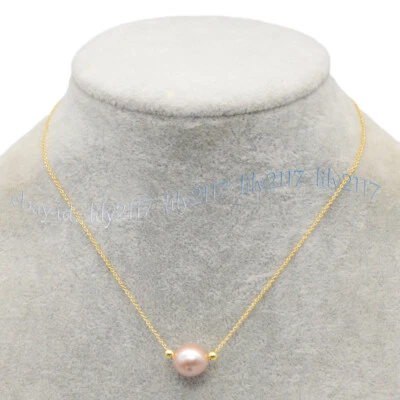 Collar Colgante Perla Edison Keshi Barroco Púrpura Real 925 Cadena Ajustable 18" Foto 1 de 4