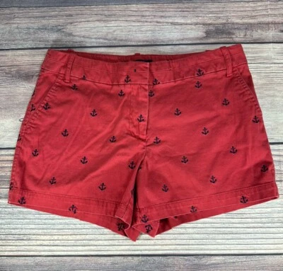British Khaki Women’s Chino Shorts Red/Navy Blue Anchor Print US Size 6 - Image 1 of 4