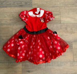 Disney Minnie Mouse Girl Halloween Dress Up Red Glitter Tutu Dress Costume 3-4