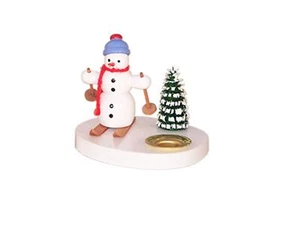 Tischdekoration Kerzenhalter Schneemann auf Ski Höhe 8 cm NEU Tischdekoration - Bild 1 von 1