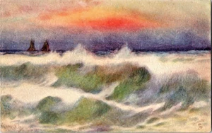 Raphael Tuck ¿Qué dicen las olas salvajes? Antiguo por M. Morris “Oilfacsim” - Imagen 1 de 2