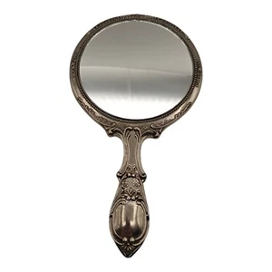 Vintage Antique Silver Plated Ornate Vanity Hand Mirror - Picture 1 of 10