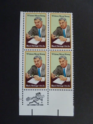 1981 $.15 Zip Block of 4 #1875 Whitney Young Issue MNH-See Description & Images - Image 1 of 2