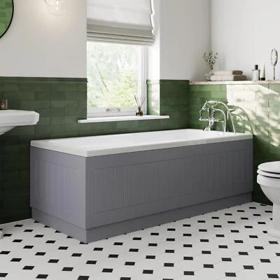 CERAMICA Grey Gloss Bath Panel 1700mm - Tongue & Groove Side MDF Bathroom