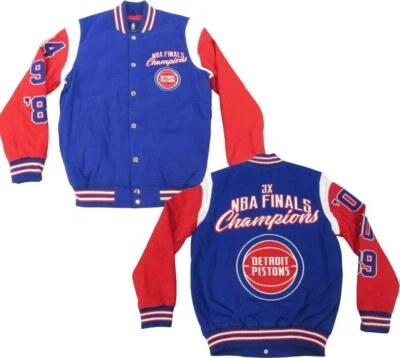 New Detroit Pistons Mens 89 90 04 NBA Finals Champions G-III Heavy Snap Jacket - Image 1 of 4