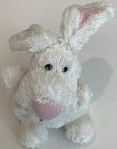White Russ Luvvies Liz Bunny Rabbit Mini 5" Bean Plush Stuffed Toy Pink Ears - Picture 1 of 4