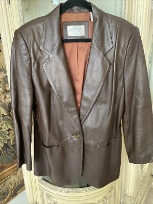 Lord&Taylor woman’s brown Real lamb leather long jacket/overcoat SZ 12 Pristine - Image 1 of 4