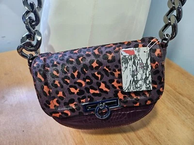 Mode in Pelle Sophia Cross Body Bag Burgundy - Leopard Patent Mocc Croc  - Image 1 of 3