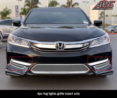 Se adapta a Honda Accord 2016-2017 sedán cubierta de luz antiniebla rejilla de malla cromada inoxidable Foto 1 de 4