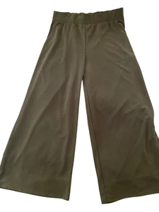 Lou & Grey Loft Wide Leg Pants MEDIUM Pull on Flowy Khaki Green - Picture 1 of 10