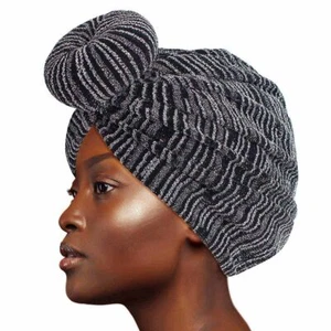 Silver Stripe Donut Knot Turban - Picture 1 of 2