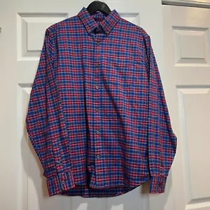GAP Men's M NWT Red & Blue Plaid Long Sleeve Button Down Cotton Stretch Shirt - Picture 1 of 12