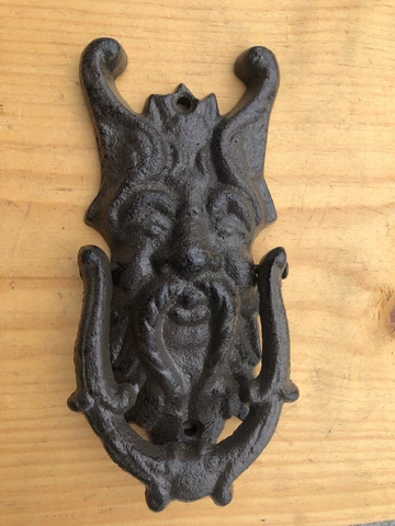 Gargoyle Door Knocker Griffin Greek Rustic Brown Victorian Restoration Cast Iron Cover