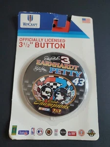 DALE EARNHARDT & RICHARD PETTY 7 Time Champions Wincraft 3 1/2 Inch Button Pin - Picture 1 of 4