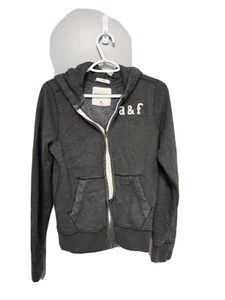 ABERCROMBIE FITCH hoodie Muscle Distressed Gray Girls S XL Full Zip Sweatshirt - Picture 1 of 9