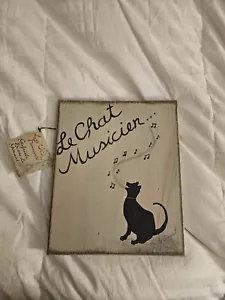 Le Chat Musiker ""Die musikalische Katze"" Holzwandkunst signiert - Bild 1 von 6
