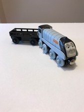 Thomas and Friends Spencer  Wooden Railway Train Engine &  Black Train Car