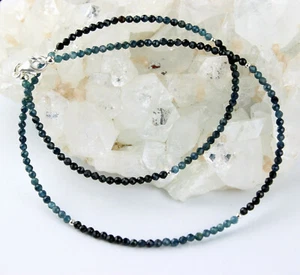 Turmalin blau Kette Edelsteinkette Farbeverlauf Indigolith Collier Edel 45,5 cm - Bild 1 von 5