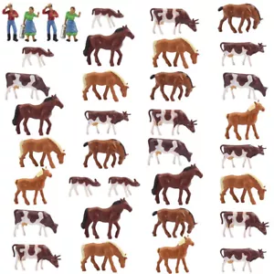 36 piezas figuras pintadas de vacas caballos animales de granja a escala 1:87 modelos de trenes HO - Imagen 1 de 7