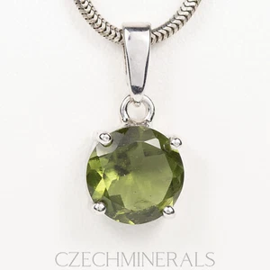 1,3g MOLDAVIT echter Tektit Anhänger rund 9mm Silber 0,925 + COA #JM588 - Bild 1 von 5