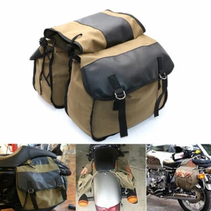 Motorcycle Pair Large Capacity Canvas Saddle Travel Tool Back Seat Bag Saddlebag - Bild 1 von 15