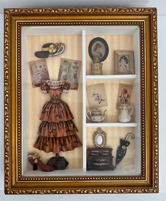 Arister Gifts Gilded Age Pink Fashion Accessories Ornate Gold Frame Shadow Box - Image 1 of 4