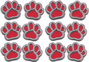 Roter Hundepfotenabdruck Patch bestickt Ausschnitt zum Aufbügeln Aufnähen (5/8 Zoll) Menge 12 - Bild 1 von 2