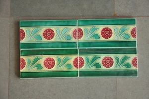 4 Pc Vintage Colorful Flower Embossed D.K Mark Ceramic Tiles,Japan - Picture 1 of 6