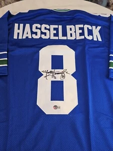 Matt Hasselbeck Autographed/Signed Jersey Beckett Blue Custom Jersey - Picture 1 of 7