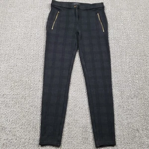 Ann Taylor Pants size 2 Gray Plaid Leggings Zip Pockets Stretch Casual Career - Picture 1 of 14