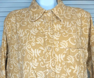 Faded Glory Women's 14/16W  Buckskin Corduroy Shirt Blouse Scroll Design Snaps  Foto 1 de 4