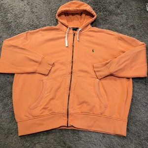 Polo Ralph Lauren full zip cappuccio uomo taglia 2XB arancione foderato waffle cappuccio pesante - Foto 1 di 10