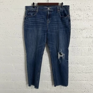 Old Navy Womens Jeans 16 Blue Denim Distressed Boyfriend Straight Stretch AH10 - Picture 1 of 7
