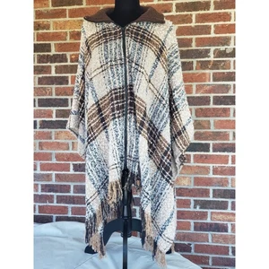 Marc New York Andrew Marc Poncho Sweater Brown & Tan New Without Tags - Picture 1 of 6