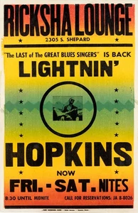 Lightnin' Hopkins 1960's Houston, TX Framed Concert Poster - Picture 1 of 2