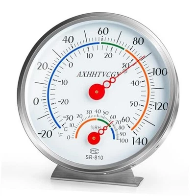 Termómetro higrómetro de esfera grande para interiores y exteriores impermeable - sin baterías  Foto 1 de 4