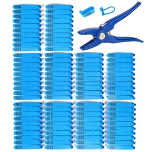 Etiquetas de oreja de ganado pequeño numeradas ovejas 001-100 3"L x 0,4"W, azul - Imagen 1 de 9