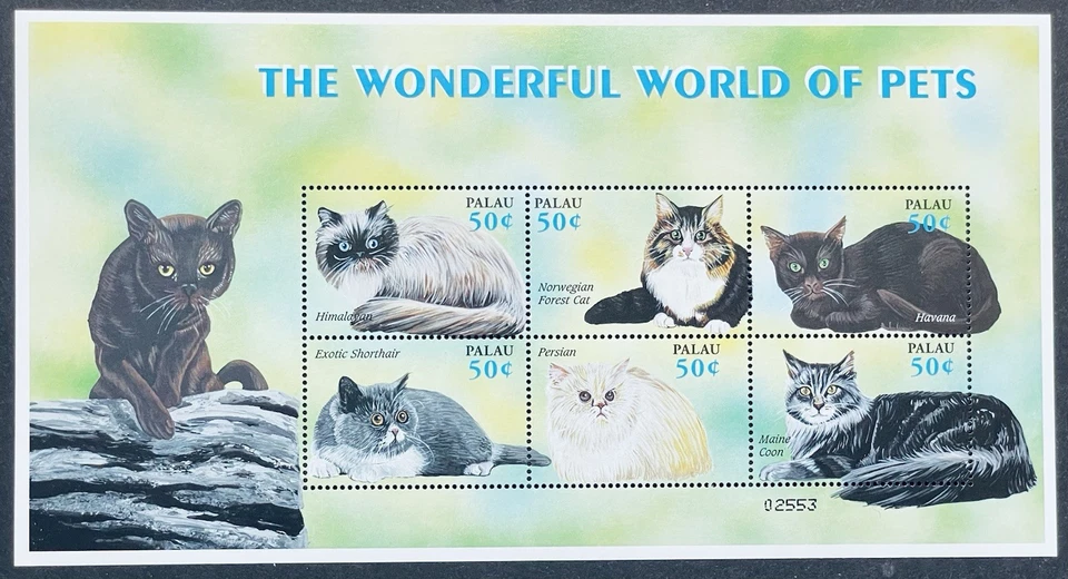 PALAU CATS STAMP SHEET 2002 MNH WONDERFUL WORLD OF PETS ANIMALS PERSIAN CAT - Image 1 of 1