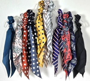 Scrunchies Next Level Stylish Assorted  Satin Prints Elastic Hair Ribbons  OSFA - Picture 1 of 13