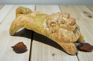 Vintage Terracotta Pottery Lion Figurine Original Old Hand Crafted Painted - Picture 1 of 7