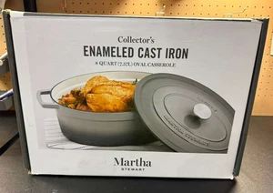 Hierro fundido esmaltado Martha Stewart 8 cuartos Cazuela ovalada gris - Imagen 1 de 4