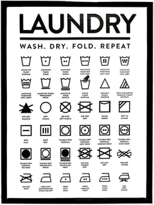 Símbolos de lavandería guía lavadero letrero de hojalata arte de pared de metal pintura de hierro para Ind - Imagen 1 de 12