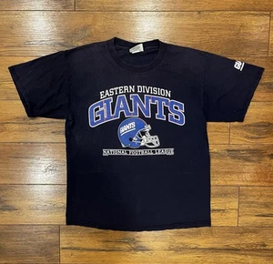 Vintage 1998 New York Giants Lee Sports Nutmeg Big Logo T Shirt Size Large Navy - Picture 1 of 7