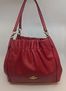 Coach Maya Red Pebbled Leather Shoulder Handbag - Bild 1 von 9