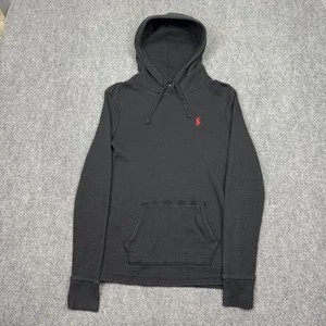 Ralph Lauren Polo Hoodie Mens S Black Pony Thermal Waffle Sweatshirt Stretch - Picture 1 of 7