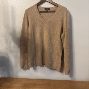 CASHMERE CHARTER CLUB Luxus Damen L hellbraun V-Ausschnitt 100% Kaschmir Pullover - Bild 1 von 2