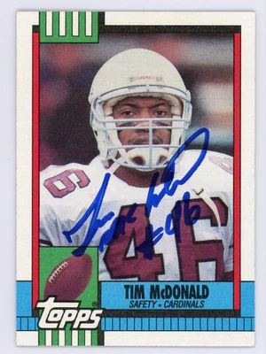 Tim McDonald Autographed Signed 1990 Topps Card #435 Phoenix Cardinals - Image 1 of 2