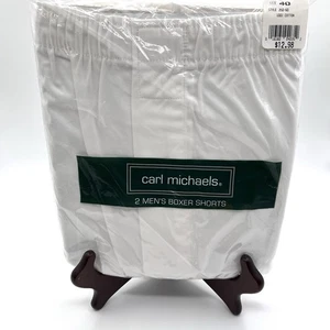 Vtg 90’s Men’s Large 40 Boxers White 100% Cotton 2 Pair Full Cut No Gap Fly NOS - Picture 1 of 6