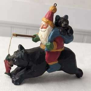 1995 House of Hatten Santa reitender Bär Figur Susan M Smith Cabin Core rustikal - Bild 1 von 14
