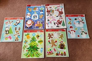 6x Mixed Holiday Fall Christmas Window Clings Holiday Time Style Santa Claus - Picture 1 of 7